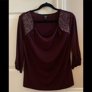 AGB Dark Purple Women Top for Everyday Wear Size XL